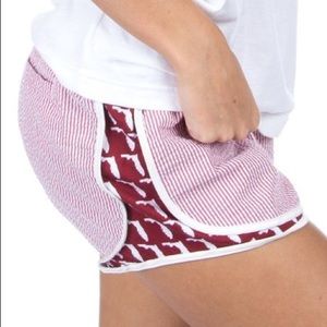 Lauren James FSU seersucker shorts garnet